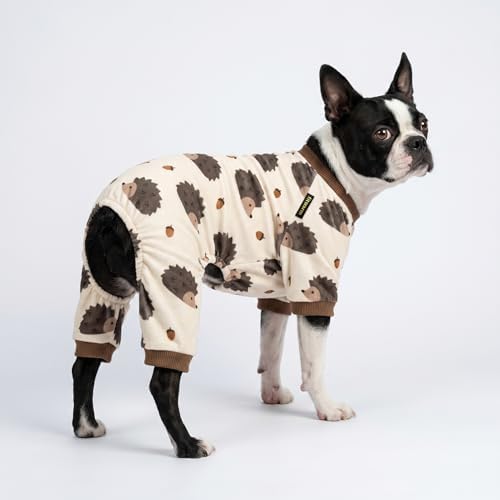Fitwarm Funny Hedgehog Dog Pajamas, Warm Winter Dog Clothes for Small Dogs Boy Girl, Cozy Pet Onesie with Feet, Beige, Brown, XS - Image 5