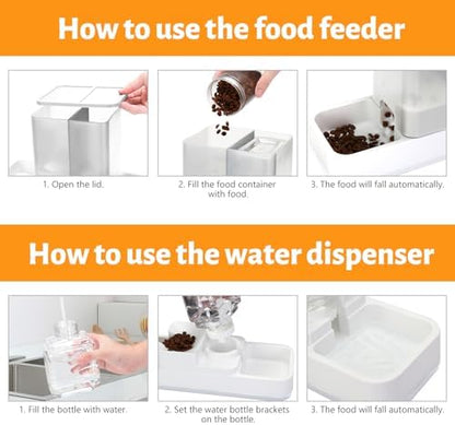 Yummy Sam Automatic Small Pet Feeder and Water Dispenser, White