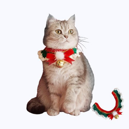 Dog Christmas Costumes Pet Scarf with Bell and Bow, Cute Cat Christmas Collar Neck Warmer, Soft Plush Pet Costume Cat Clothes for Holiday Party, Small Dog Accessories for Winter Photos, M by Unknown