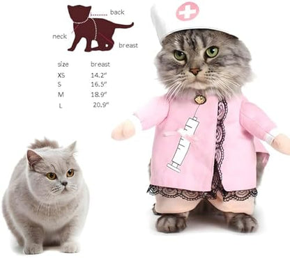 NACOCO Dog Cat Nurse Costume Pet Nurse Clothing Halloween Jeans Outfit Apparel (S) - Image 3