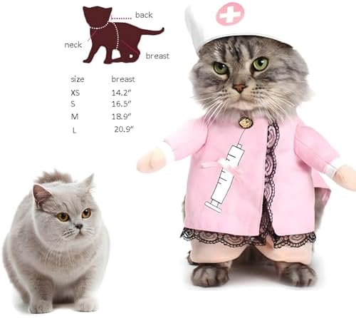 NACOCO Dog Cat Nurse Costume Pet Nurse Clothing Halloween Jeans Outfit Apparel (M) - Image 3