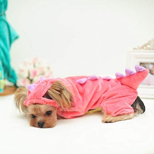DELIFUR Dinosaur Dog Halloween Costume Pet Dino Hoodie for Small Dogs Cats (S, Pink) - Image 3