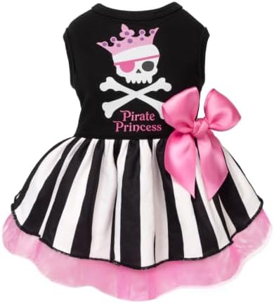 Fitwarm Pirate Princess Dog Tulle Dress, Spooky Halloween Costumes for Small Girl Dogs, Sweet Pet Outfit, Black, White, Large by Fitwarm