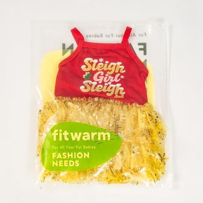 Fitwarm Sleigh Girl Sleigh Dog Tutu Dress, Fancy Christmas Clothes for Small Dogs Girl, Funny Holiday Pet Outfit, Red, Golden Yellow, XS - Image 7