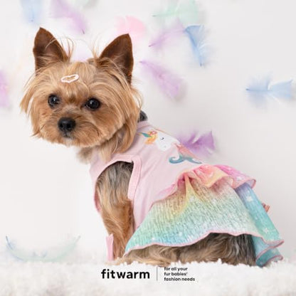 Fitwarm Rainbow Unicorn Dog Tutu Dress, Summer Clothes for Small Dogs Girl, Pet Birthday Outfit, Pink, XS - Image 3