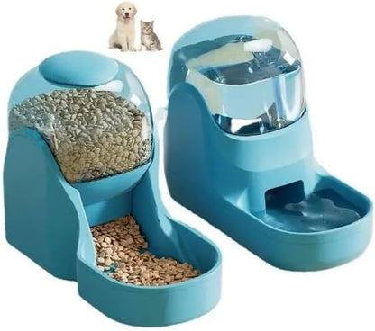 Dog & Cat Feeder + Waterer Set,Automatic Pet Feeder 2 in 1 Cat & Dog Food Water Dispensers, Cats and Dogs Food Feeder and Water Dispenser 3.9L for Small, Medium, & Large Pets (Dark Green)