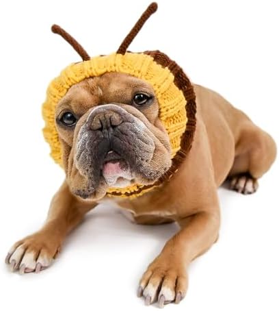 Zoo Snoods Bumble Bee Costume - Knit Dog Snood Ear Wrap for Pets, Warm Neck Cover for Halloween and Winter (Medium) by ZooSnoods