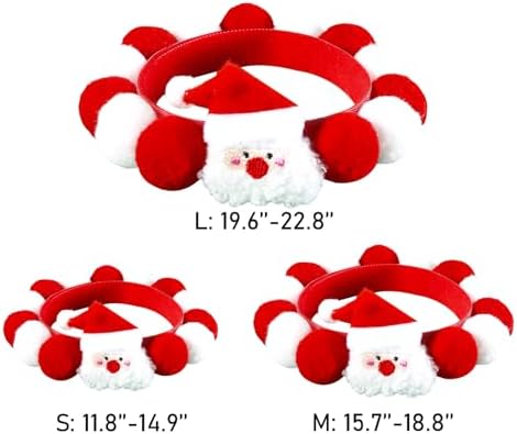 Elegant little tail Dog Christmas Costume 1PC Red Christmas Collar Soft Funny Pet Collars Headgear Adjustable Pom-Pom Headdress Cute Collar for Large Dog Pet Party Accessories Costume - Image 2