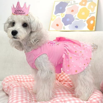 XPUDAC Dog Birthday Dress Puppy Clothes for Small Dogs Girl Birthday Party Tulle Pet Outfit, Cat Appeal-Small - Image 2