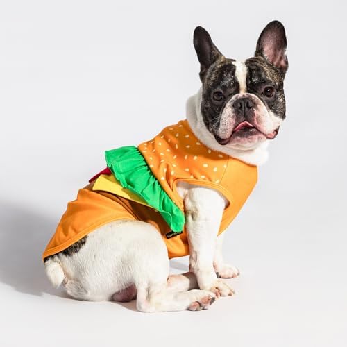 Fitwarm Halloween Dog Hamburger Costume, Funny Clothes for Small Dogs Boy Girl, Pet Fast Food Outfit, Orange, XS - Image 3