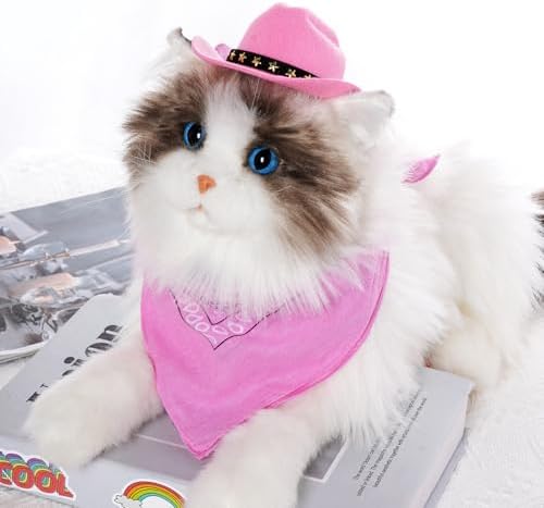 choyaxo Halloween Costumes for Dogs Cat Pet Cowboy Costume Cowboy Hat with Bandana Set for Halloween, Christmas, Holiday, Party, Cosplay (Pink, Large) - Image 4