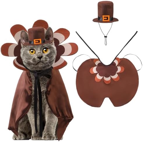 KOOLTAIL Dog Thanksgiving Costume, Thanksgiving Turkey Cape and Hat Set for Small Medium Large Dogs Cats Puppy, Funny Dog Witch Clothes Cosplay Dress Wizard Outfit Mantle Apparel for Holiday Party L - Image 6
