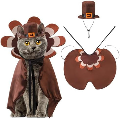 KOOLTAIL Dog Thanksgiving Costume, Thanksgiving Turkey Cape and Hat Set for Small Medium Large Dogs Cats Puppy, Funny Dog Witch Clothes Cosplay Dress Wizard Outfit Mantle Apparel for Holiday Party L - Image 6