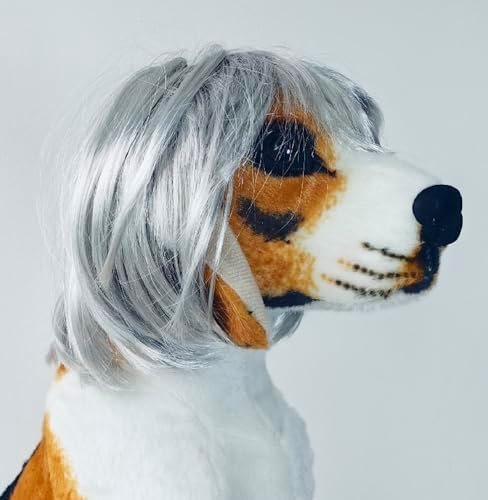 Straight Sliver Dog Wigs for Large Dogs Wigs for Dog Wig Pet Costume by WelcometoDelfd