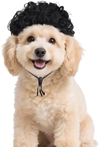 1 Pcs Funny Pets Wigs for Dog, Funny Black Curly Dog Wig Adjustable Pet Wigs for Halloween Pet Costume Accessories for Halloween, Christmas, Parties, Festivals Cosplay - Image 2