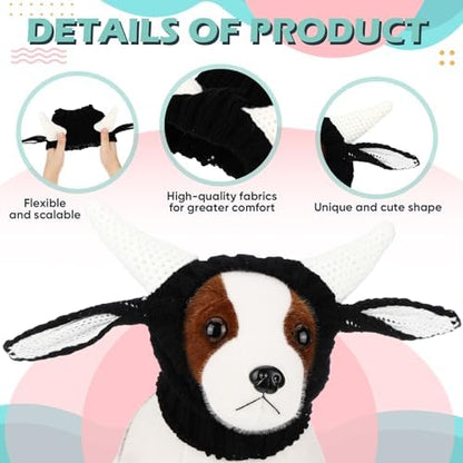 Civaner Cow Dog Costume Dog Snood Cow Costume Soft Yarn Ear Cover Muffs, M - Image 3