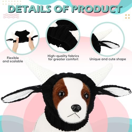 Civaner Cow Dog Costume Dog Snood Cow Costume Soft Yarn Ear Cover Muffs, L - Image 3