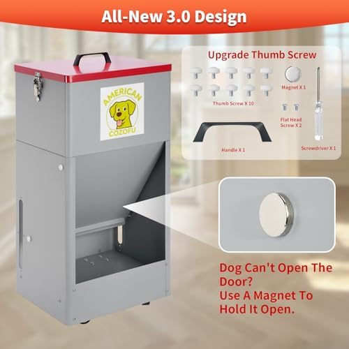 Automatic Dog Feeder with Wheels, 25lb Heavy Duty Galvanized Steel Gravity Food Dispenser - Easy to Move Rolling Pet Food Station for Indoor & Outdoor Use