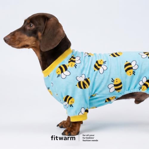 Fitwarm Funny Bee Fleece Dog Pajamas, Warm Winter Dog Clothes for Small Dogs Boy Girl, Cozy Pet Onesie with Feet, Light Blue, XS - Image 3