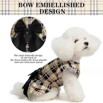 EXPAWLORER Classic Plaid Dog Dress for Small Dogs and Puppies,Puppy Costumes Pet Clothes Holiday Girl Dogs Shirt, Party Dog Vest Dresses Cat Apparel Sweater Warm Skirt - Image 3