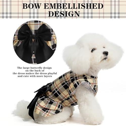 EXPAWLORER Classic Plaid Dog Dress for Small Dogs and Puppies,Puppy Costumes Pet Clothes Holiday Girl Dogs Shirt, Party Dog Vest Dresses Cat Apparel Sweater Warm Skirt - Image 3