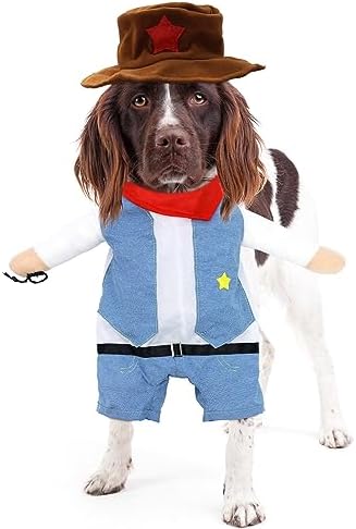 NACOCO Halloween Cowboy Dog Costume - Pet Clothes Costumes with Hat for Dog and Cat Blue(M) - Image 2