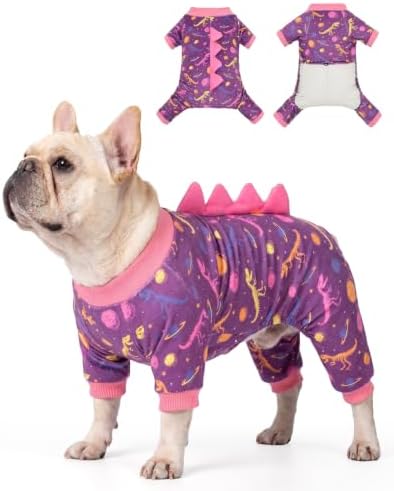 CuteBone Dinosaur Costume Dog Pajamas, Stretchy Spandex Crystal Velvet Sleepwear Coat for Small Dogs, Soft & Warm Pet Outfit Clothes for Cold Weather, Cozy Pullover Design COSP26XL by CuteBone