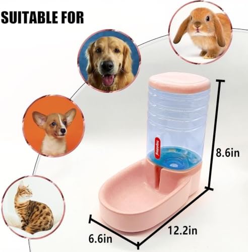 kathson Gravity Dog Food Dispenser Automatic Cat Feeding Food Station 1 Gallon Large Capacity Puppy Food Bowl for Small and Medium Dogs Cats Pink