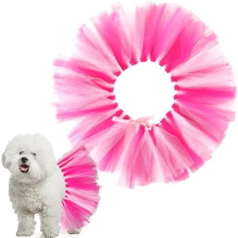 Dog Tutu for Dogs Tulle Skirt Pet Costume, Hot Pink and Pink by Locmeo