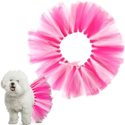 Dog Tutu for Dogs Tulle Skirt Pet Costume, Hot Pink and Pink by Locmeo
