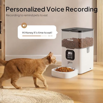 VOLUAS Automatic Cat Feeder, 6L Timed Dry Food Dispenser for Cats & Dogs
