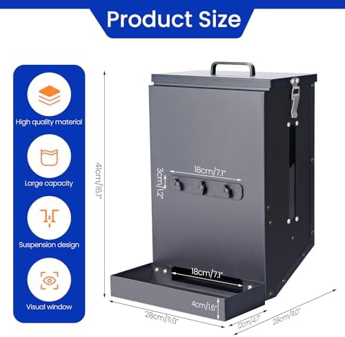 17 Lbs Automatic Dog Feeder, Hanging Metal Cage Kennel, Large Breed