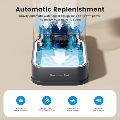 1.7 Gallon Automatic Dog Water Dispenser with Stainless Steel Bowl