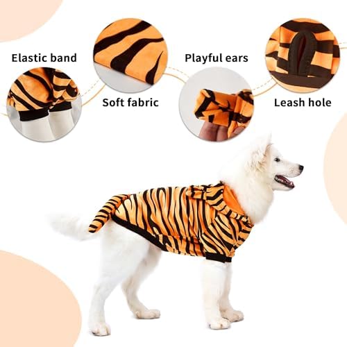 NACOCO Halloween Dog Tiger Costume-Pet Cosplay Clothes Cat Coat Hoodie Outfits Warm Winter Apparel for Dog Small and Medium Cat(Orange, 4XL) - Image 2