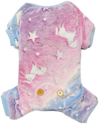 Plush Dog Pajamas Glow in The Dark Dog Jumpsuit 4 Legged Onesie for Small Medium Dog Cat, Unicorn S by Maigllra