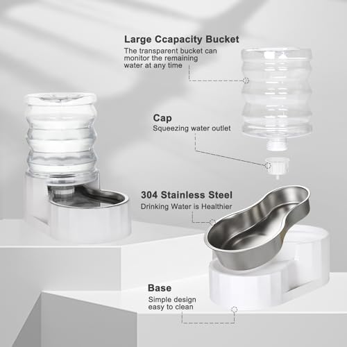 RIZZARI 4L Gravity Cat Water Dispenser: Filter-Free Compact Home Use