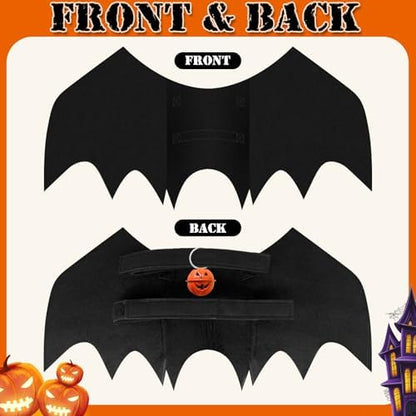 Dog Halloween Costumes for Small Dogs, Dog Bat Wings with Pumpkin Bell Pet Halloween Cosplay Party Dress Up (Small) - Image 3