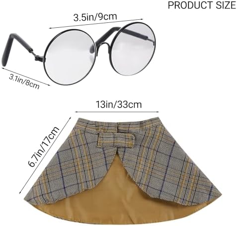3 Pcs Dog Costume Set Detective Cloak Hat and Glasses for Small Dog Cat Detective Costume for Halloween Party Cosplay(Medium) - Image 3