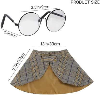 3 Pcs Dog Costume Set Detective Cloak Hat and Glasses for Small Dog Cat Detective Costume for Halloween Party Cosplay(Medium) - Image 3