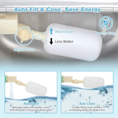 FHTONGE 304 Stainless Steel Automatic Dog Water Bowl Dispenser with Outfall