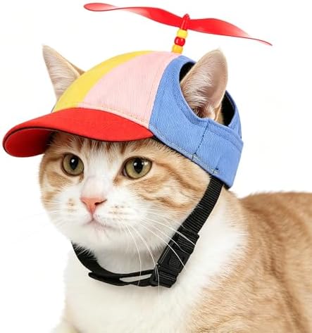 Pet Dog Cute Propeller Baseball Hat Medium Large Dogs Funny Holiday Birthday Party Clown Cap Headband Adjustable Sun Beach Visor Rainbow Helicopter Hat Pet Halloween Cosplay Costume Photo Props - Image 2