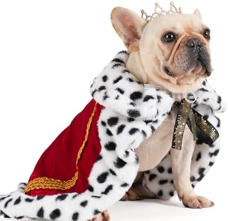 Lovelyshop Royal Pet Costume, Red Velvet Cloak & Gold Pearl Crown, M by Lovelyshop