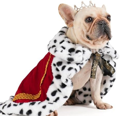 Lovelyshop Royal Pet Costume, Red Velvet Cloak & Gold Pearl Crown, M by Lovelyshop