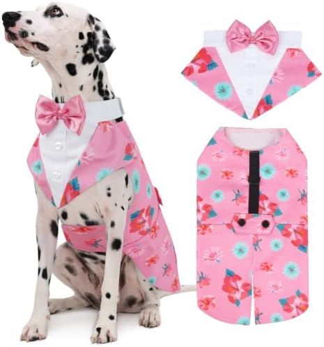 Kuoser Dog Tuxedo, Dog Suit and Bandana Set, Dogs Costume with D-Ring by Kuoser