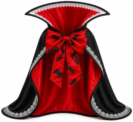 Halloween Dog & Cat Vampire Cape Costume, Satin-Look Pet Vampire Cloak with Bat Bow Tie and Stand-Up Collar, Adjustable Costume for Small, Medium, Large Dogs and Cats by Dvobez