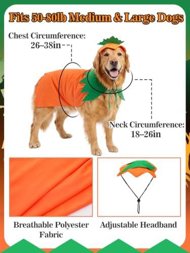 MEWTOGO Halloween Couples Dog Pumpkin Costumes, 3pcs Capes with Headbands - Image 4