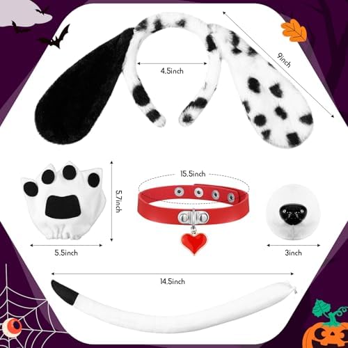 Maiteenly 5 Pcs Dalmatian Dog Costume Set for Women Halloween Party - Image 2