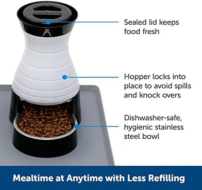 PetSafe Healthy Pet Food Station-Medium, 4 lb Kibble Capacity-Gravity Pet Feeder Dry Food Dispenser, Automatic Cat Feeder, Small to Medium-Removable Stainless Steel Bowl (Pack of 2)