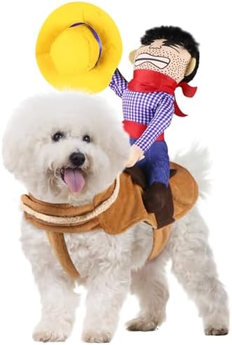 GOYOSWA Dog Cowboy Costume, Dog Halloween Costumes Cowboy Rider Dog Costume Funny Dog Costume for Small Medium Large X-Large Dogs (Medium) by GOYOSWA