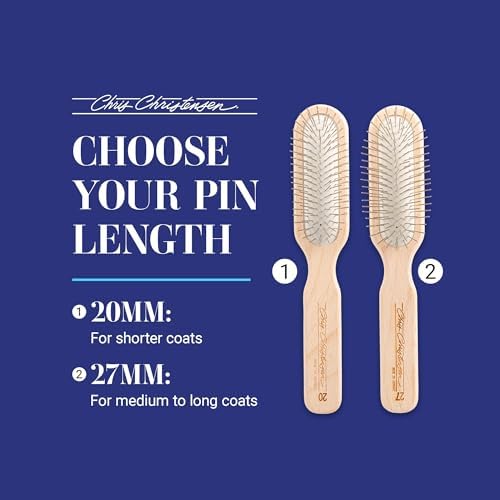 Chris Christensen 20 mm Oblong Pin Dog Brush, Original Series, Groom Like a Professional, Stainless Steel Pins, Lightweight Beech Wood Body, Ground and Polished Tips - Image 4